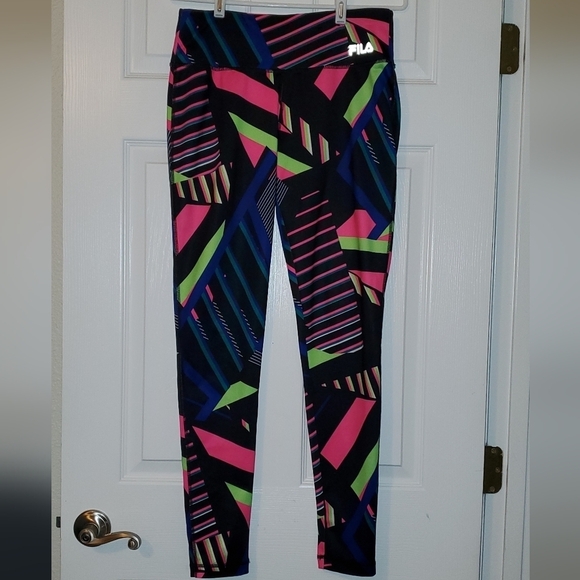 FILA Sport Retro Geometric Leggings Size Medium - Picture 1 of 6